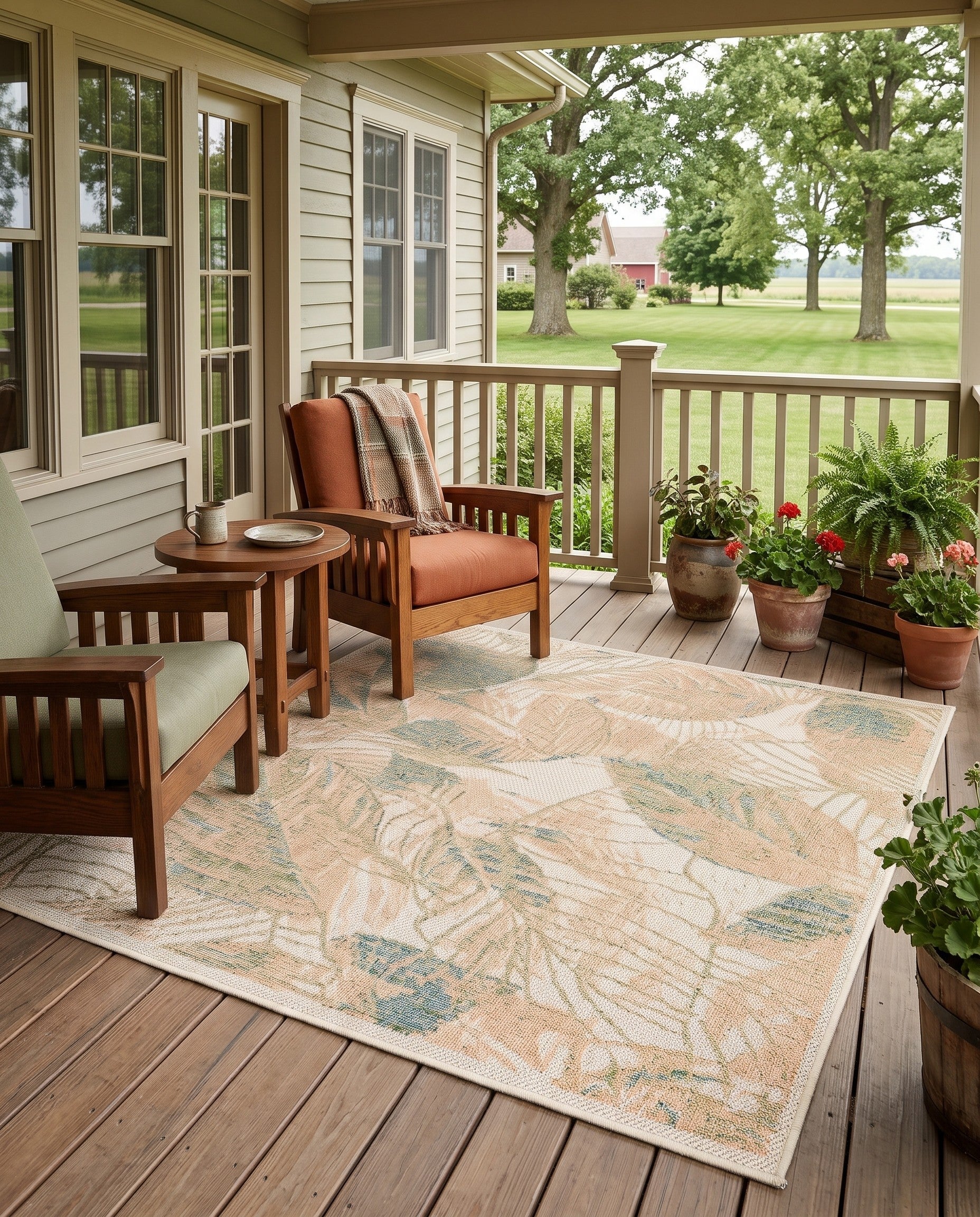 Ivory Easy-Clean Baja Indoor / Outdoor Square Rug