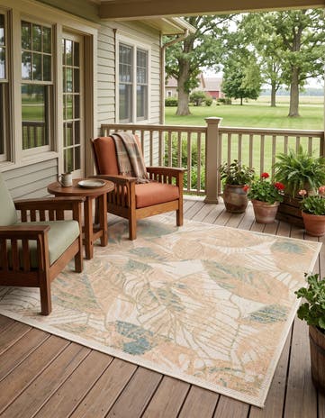 Ivory Easy-Clean Baja Indoor / Outdoor Square Rug