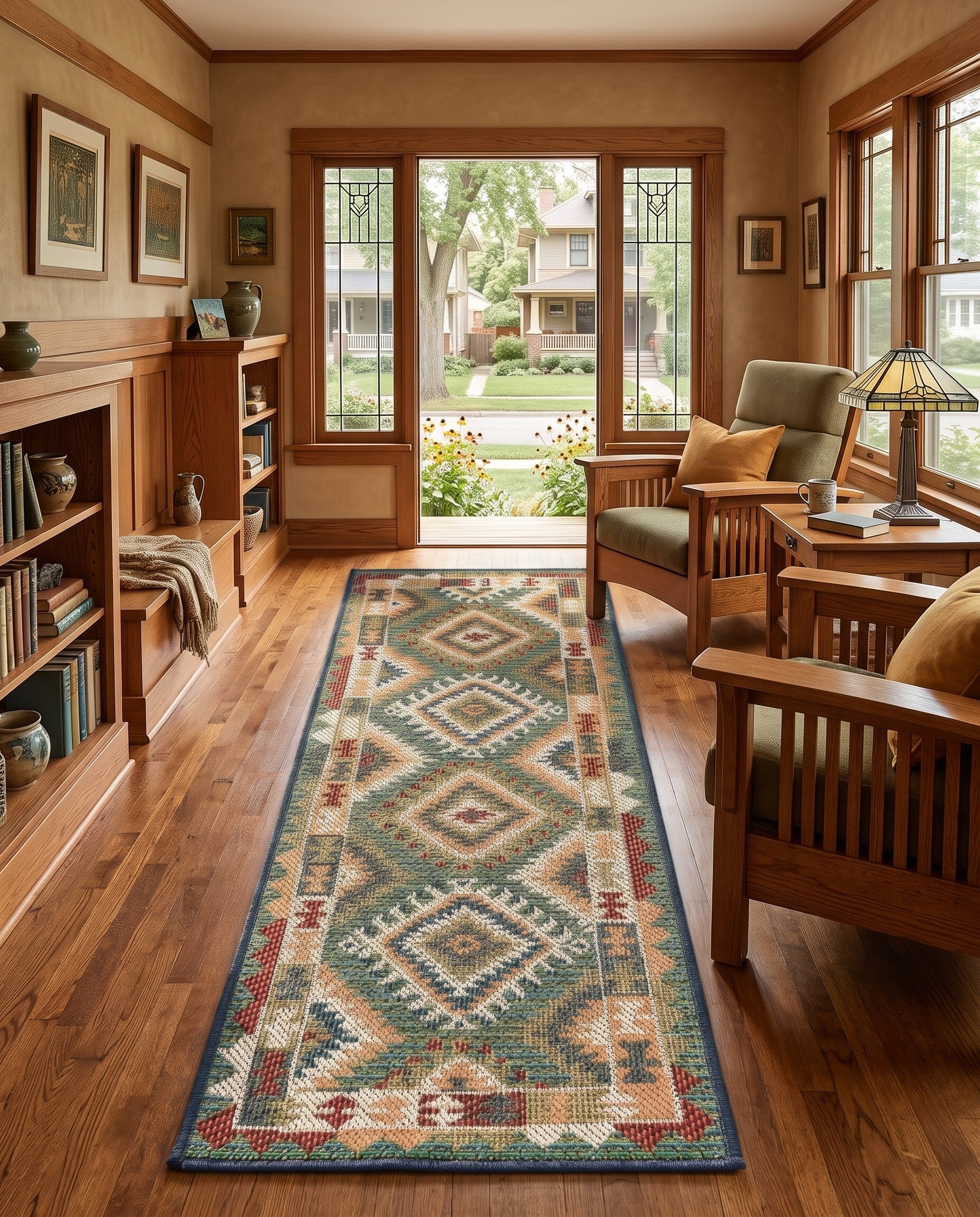 Green Easy-Clean Baja Indoor / Outdoor Runner Rug
