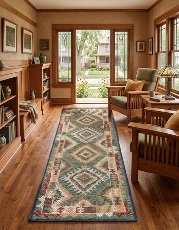 Green Easy-Clean Baja Indoor / Outdoor Runner Rug