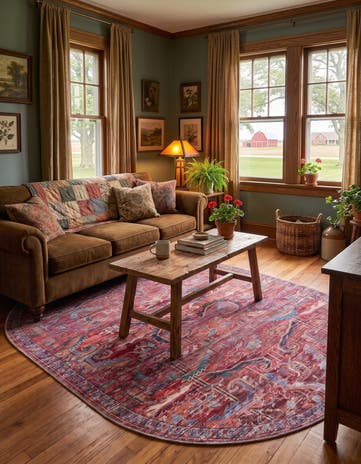 5' 3 x 8' Washable Maahru Oval Rug