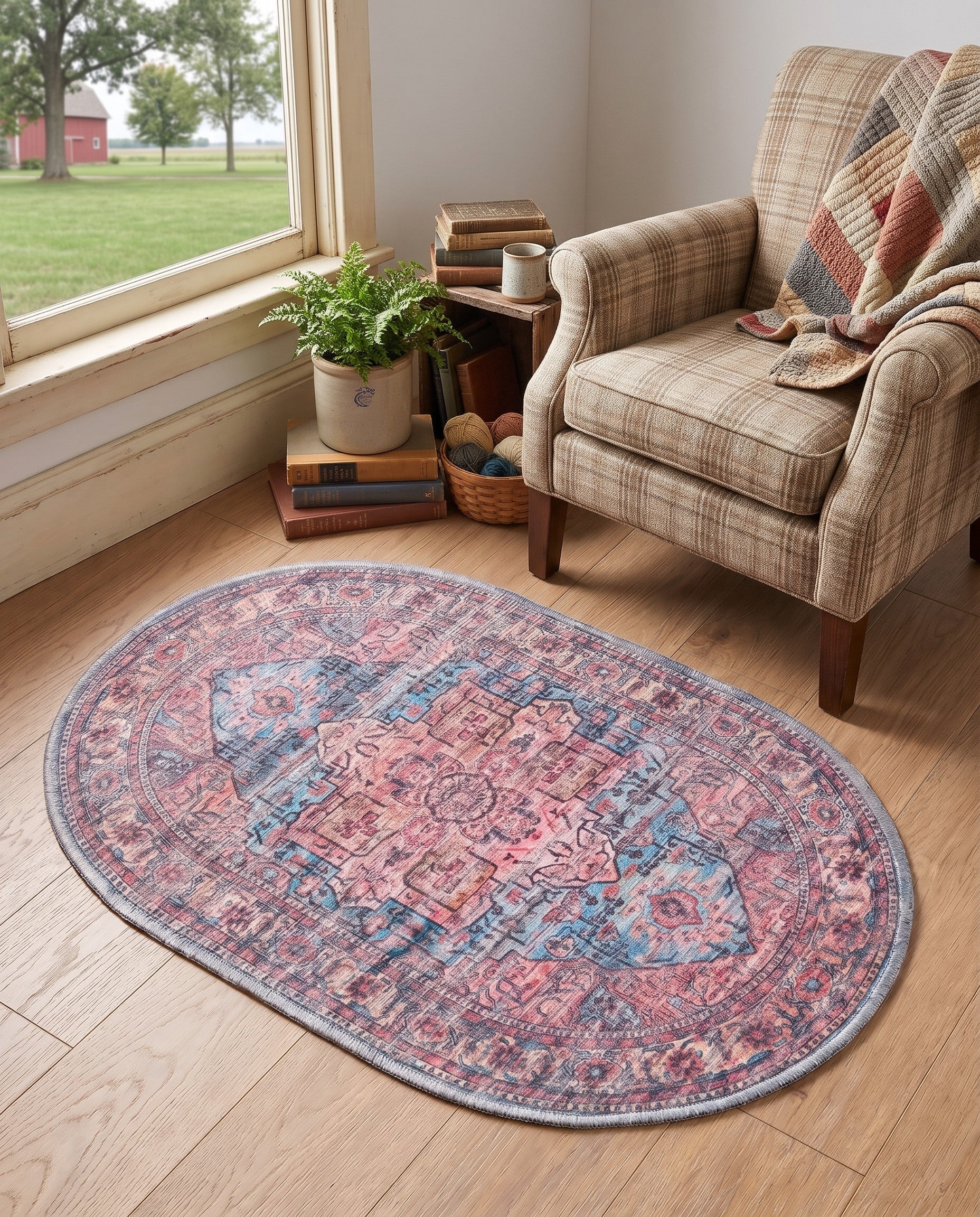 2' x 3' Washable Maahru Oval Rug