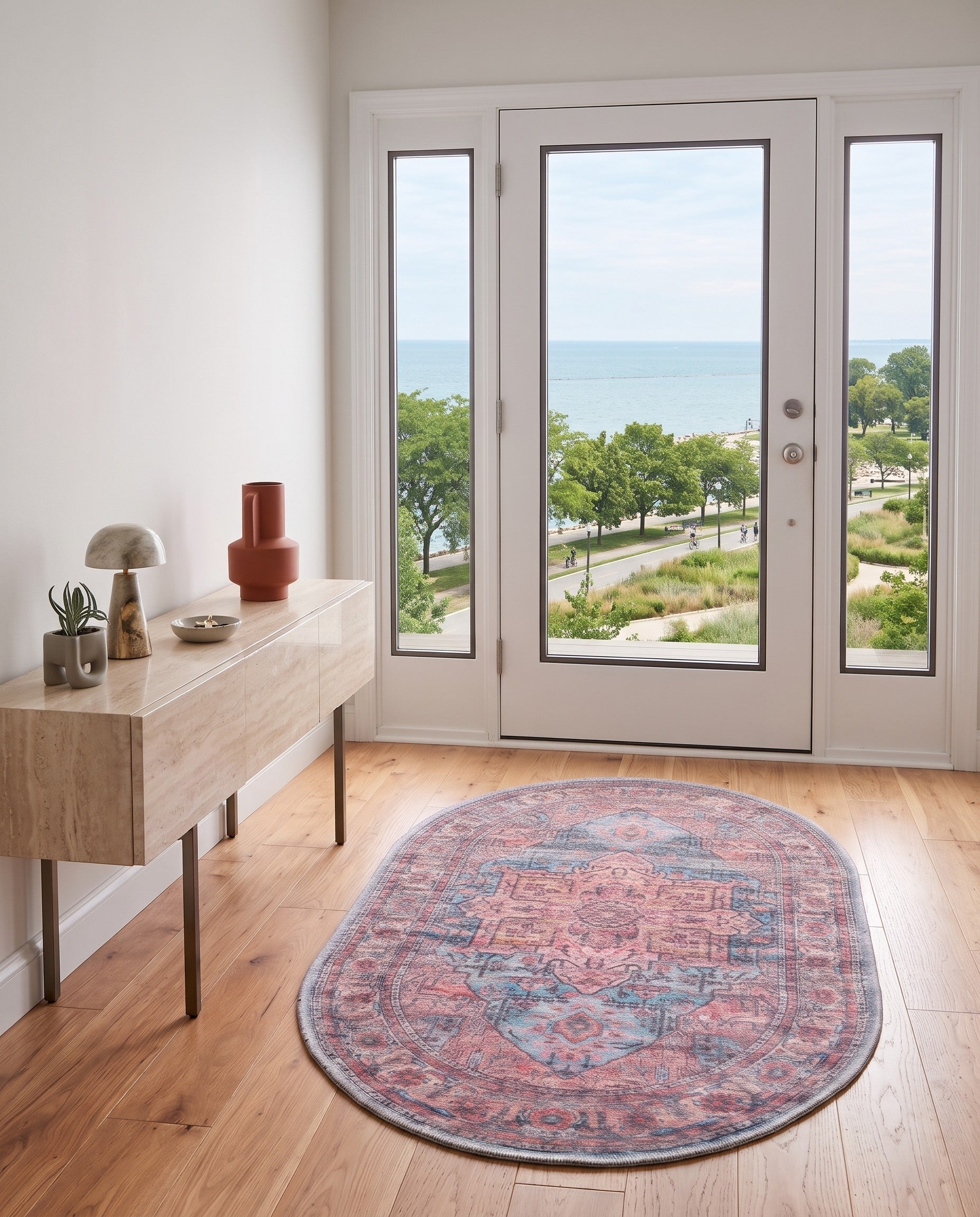 2' x 3' Washable Maahru Oakcrest Oval Rug