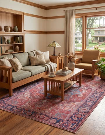 Rust Red Washable Maahru Rug