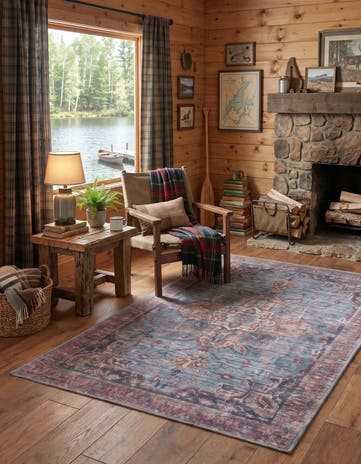 Blue Washable Maahru Rug
