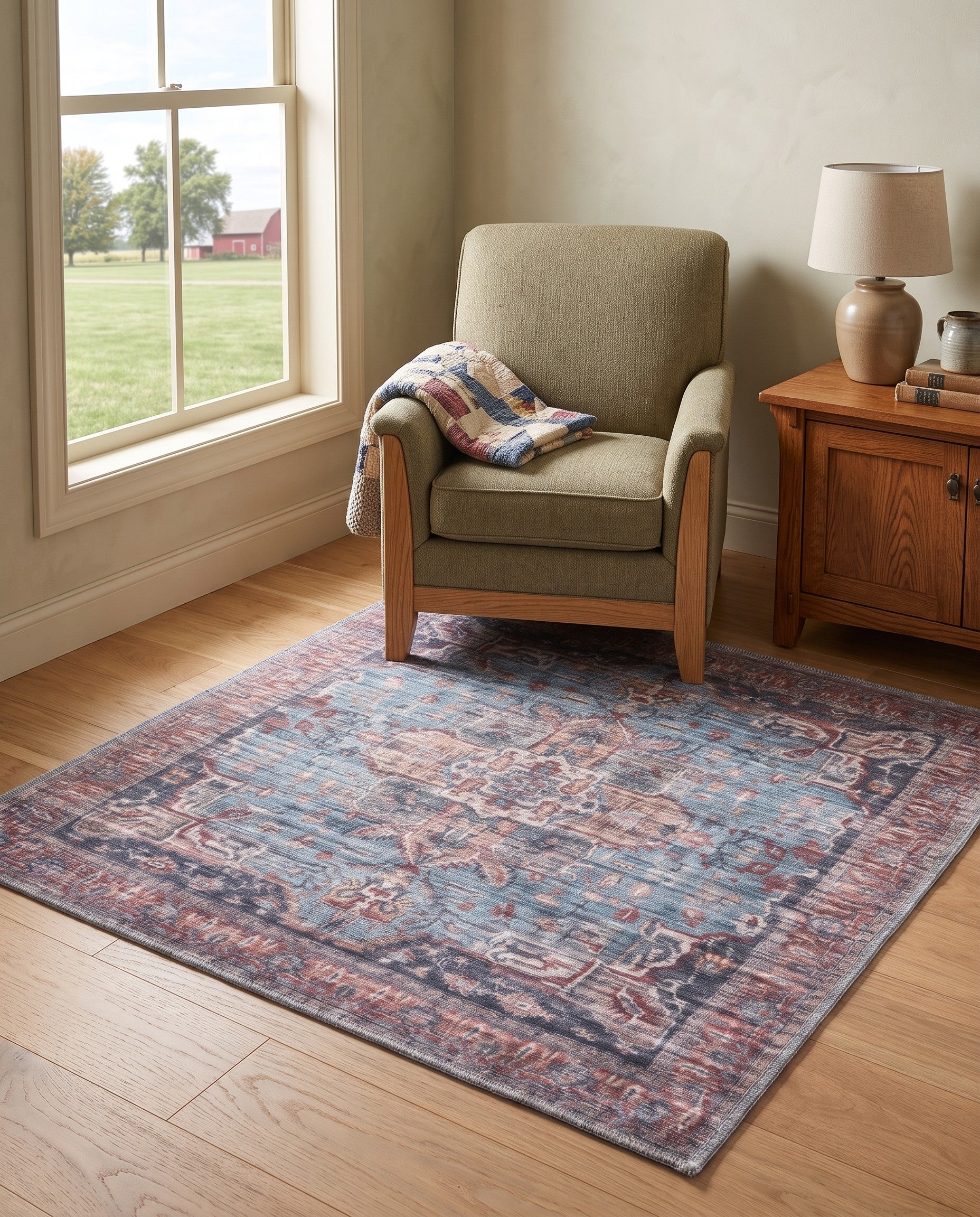 3' 3 x 3' 3 Washable Maahru Grafton Square Rug