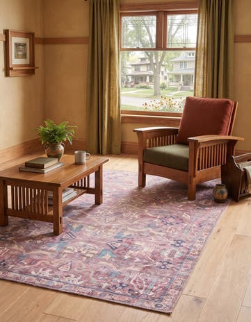 Pink Washable Nostalgia Rug