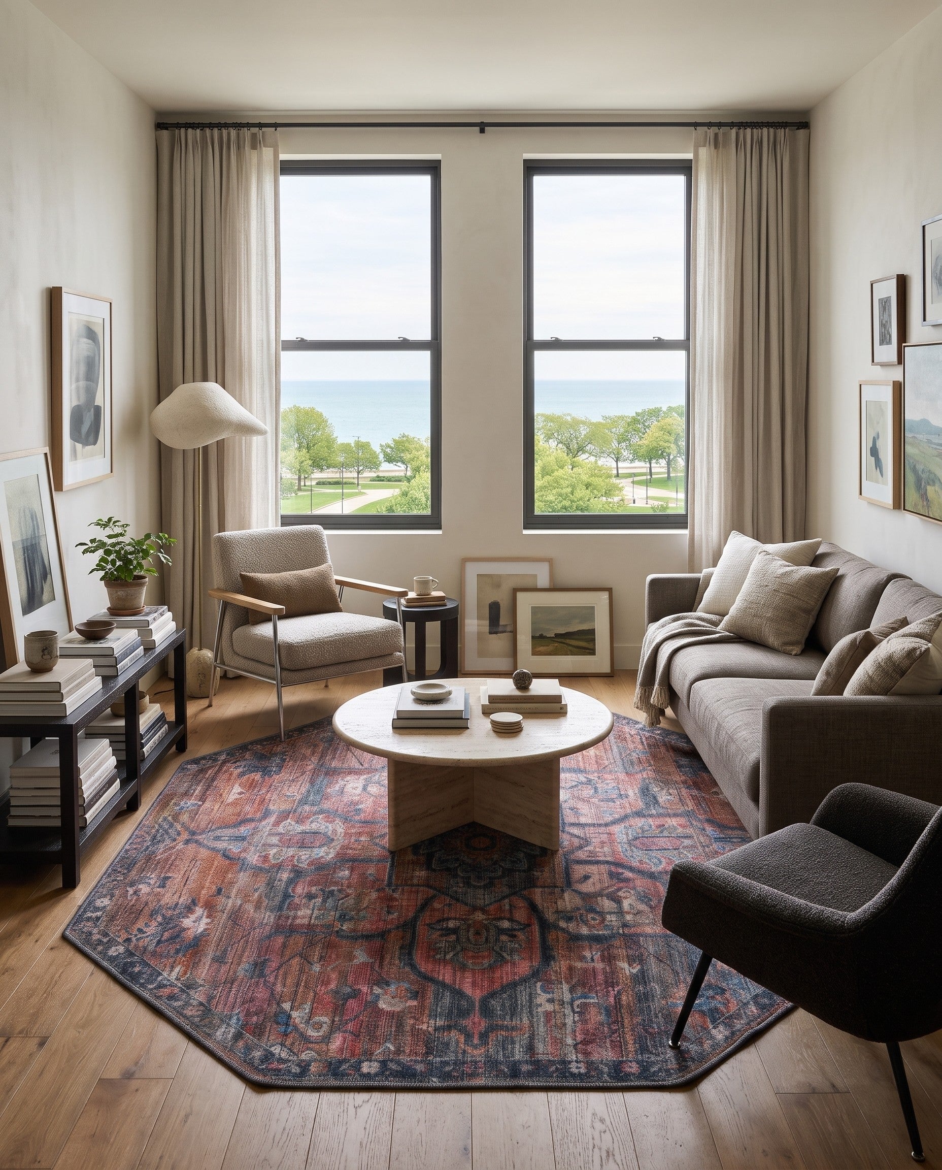 5' 3 x 5' 3 Washable Nostalgia Octagon Rug