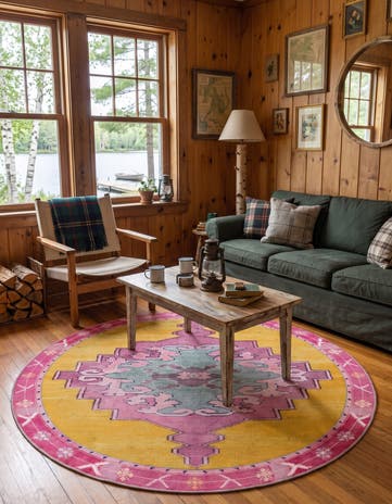 5' x 5' Washable Timeless Round Rug