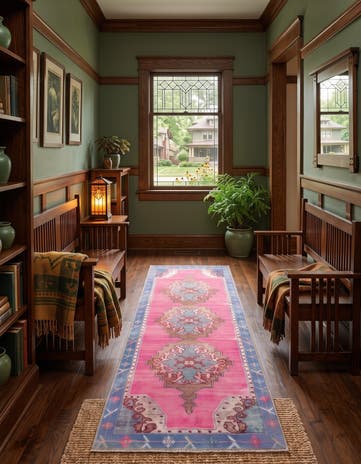 Fuchsia Washable Timeless Runner Rug