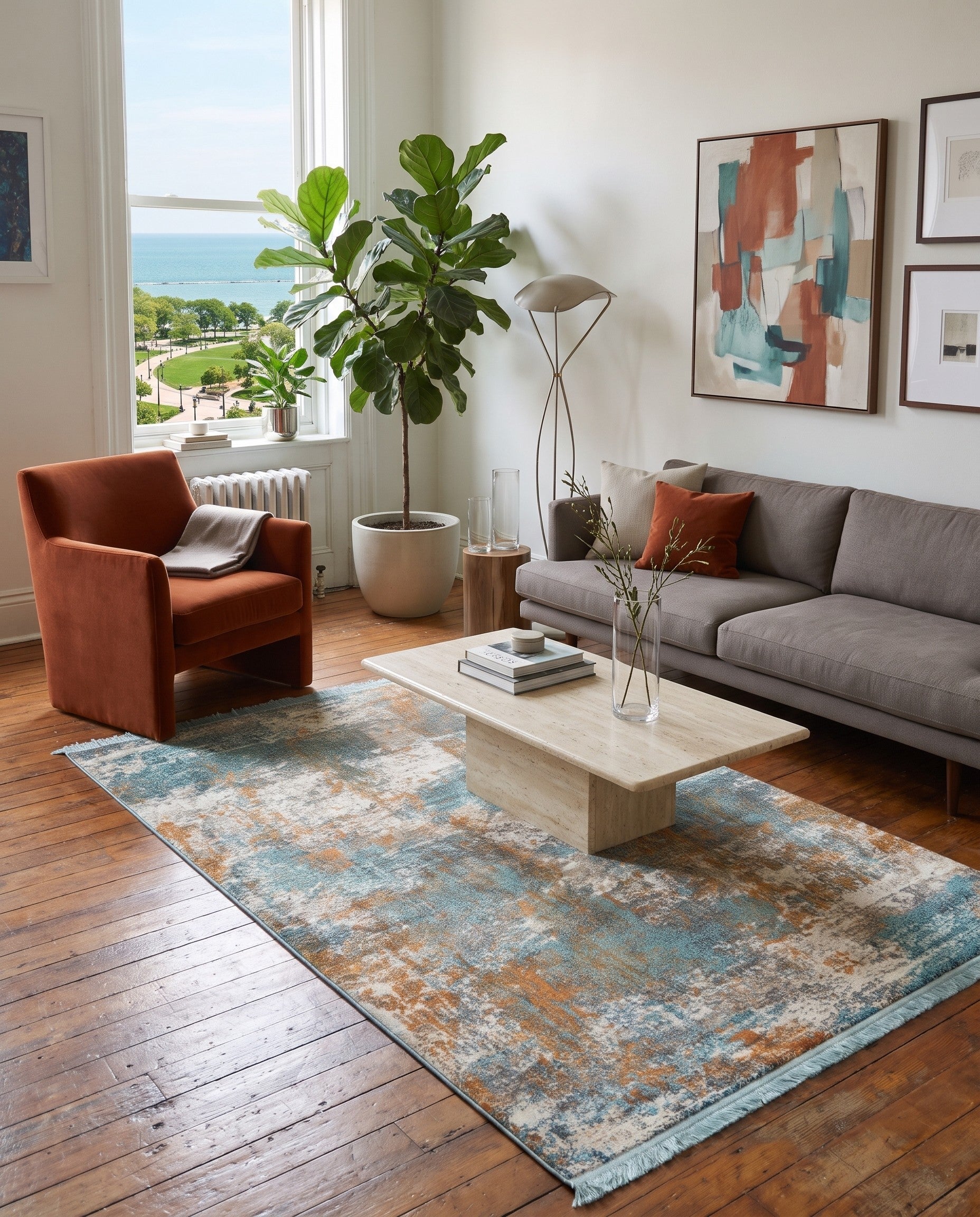 Blue and Cream Paragon Rug