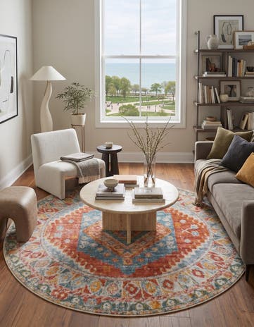 Salmon Pink Paragon Round Rug