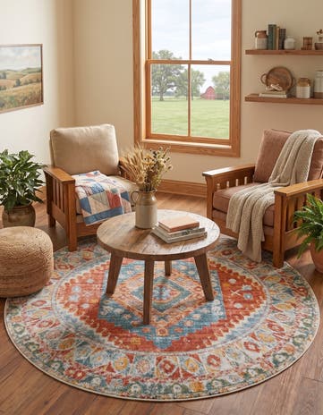 Salmon Pink Paragon Round Rug