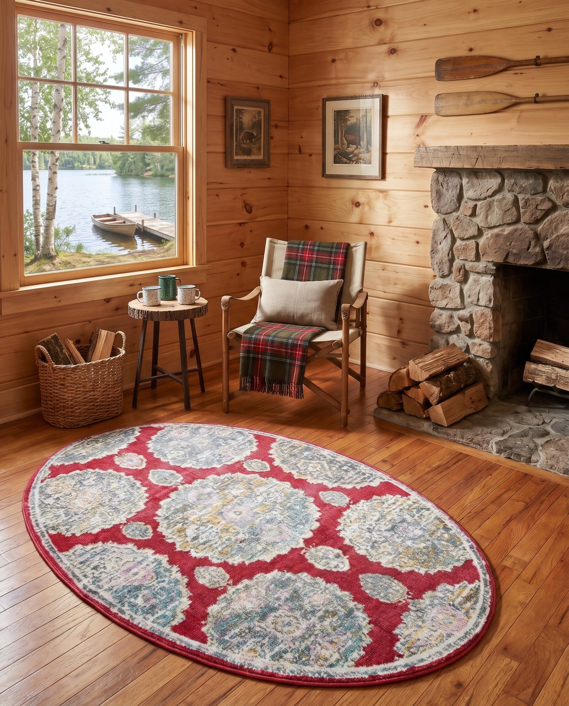 Red Paragon Oval Rug