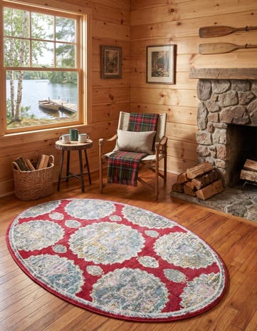 Red Paragon Oval Rug
