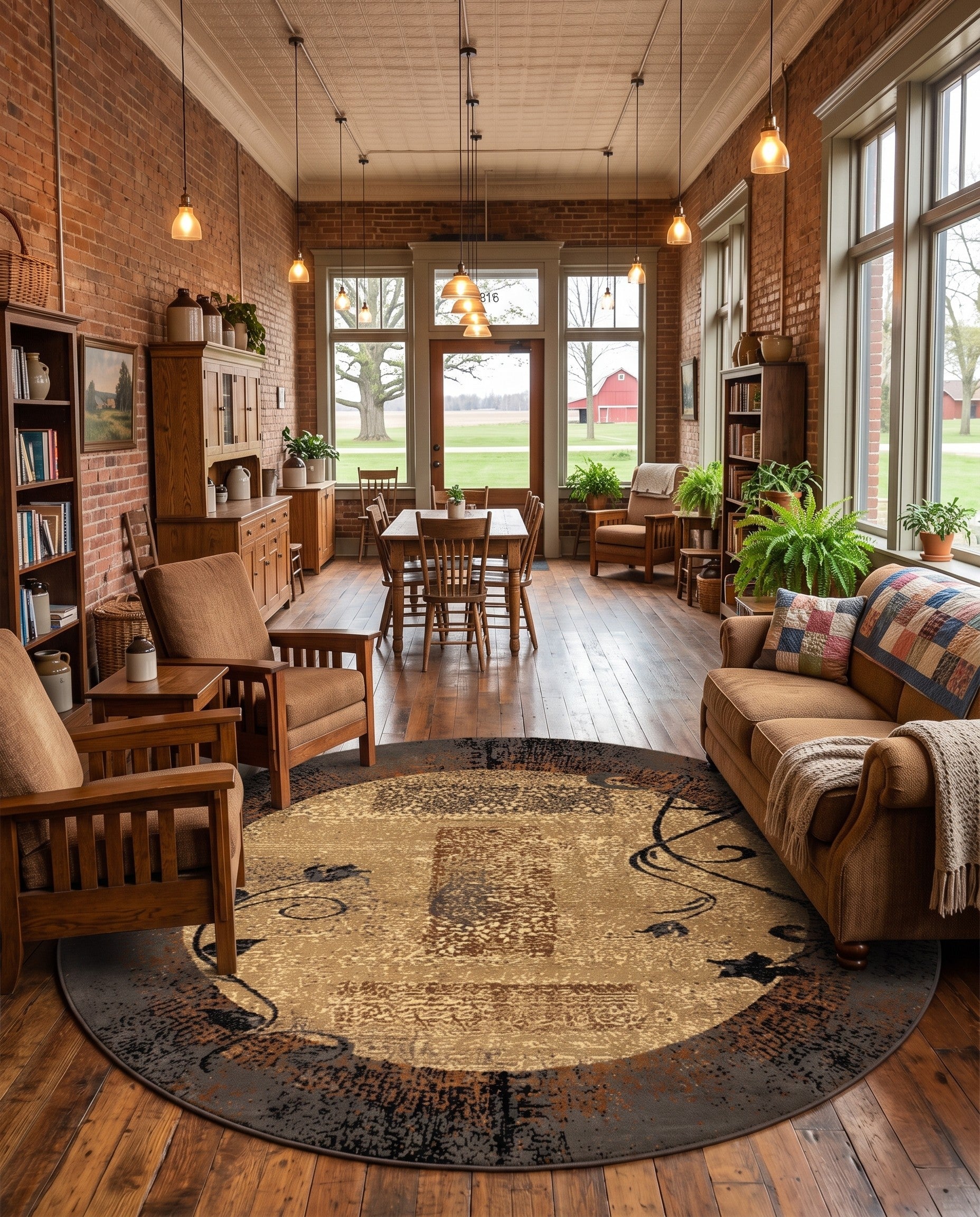 Beige Cafe Round Rug
