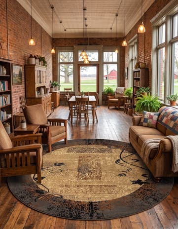 Beige Cafe Round Rug