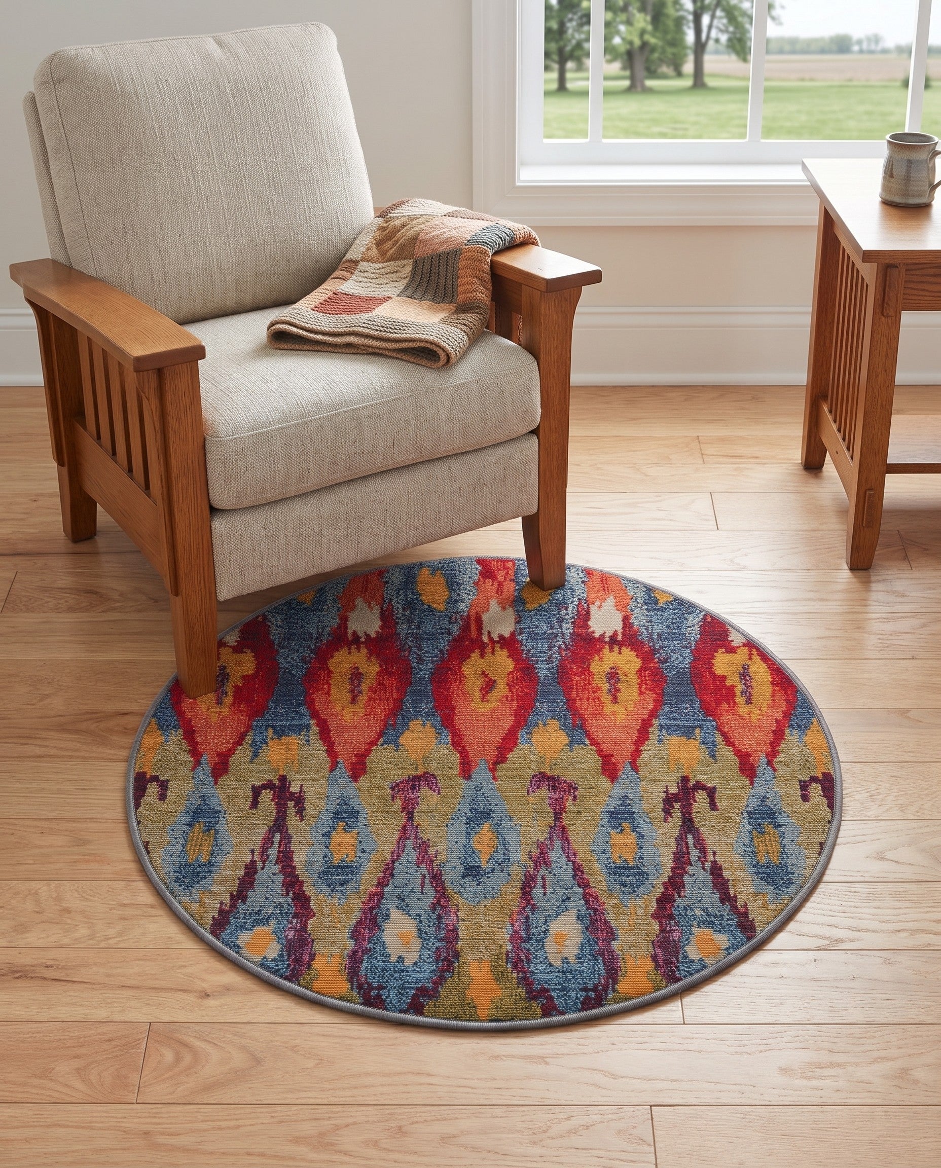 2' 7 x 2' 7 Easy-Clean Modern Indoor / Outdoor Round Rug