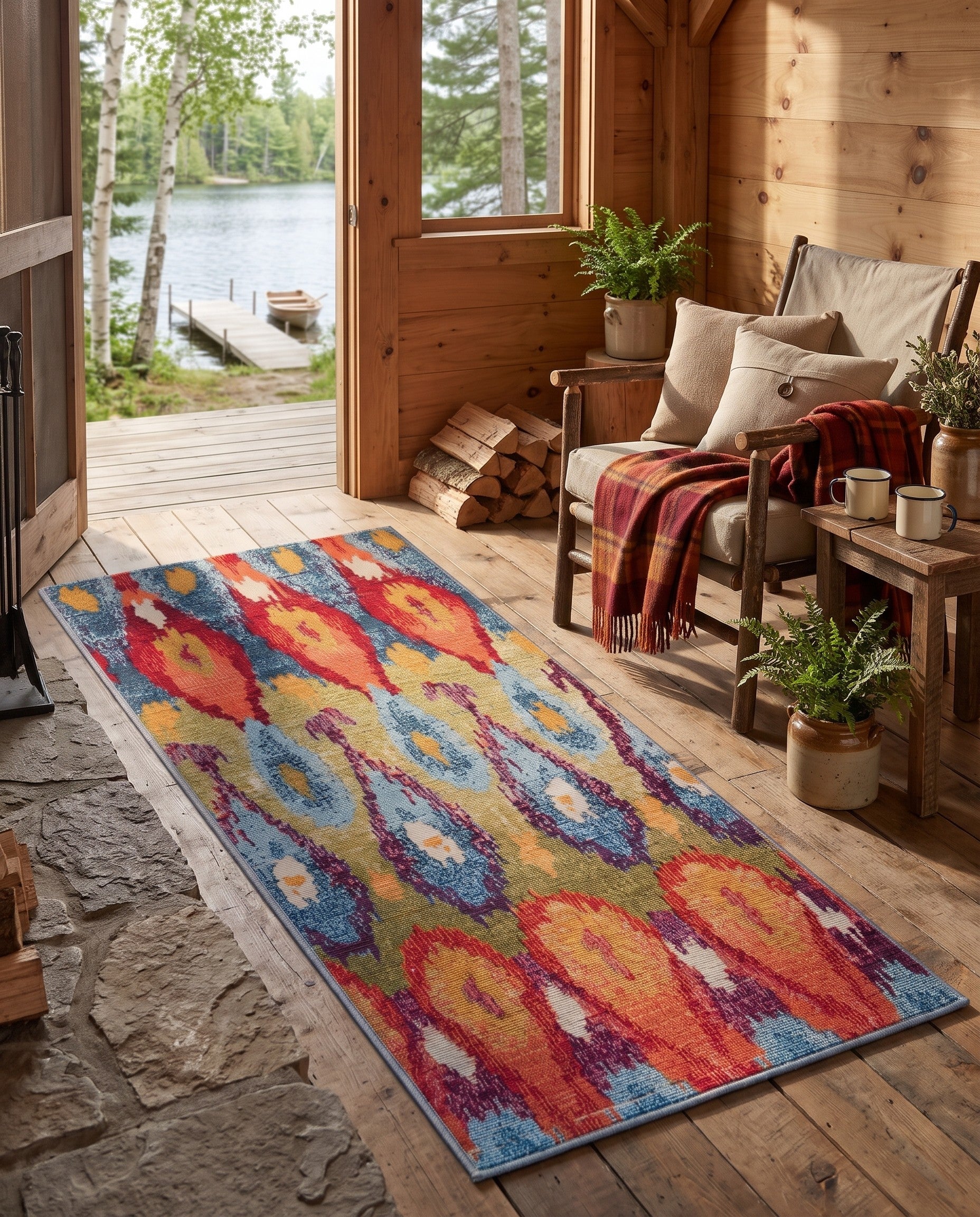 2' x 4' Easy-Clean Modern Indoor / Outdoor Runner Rug