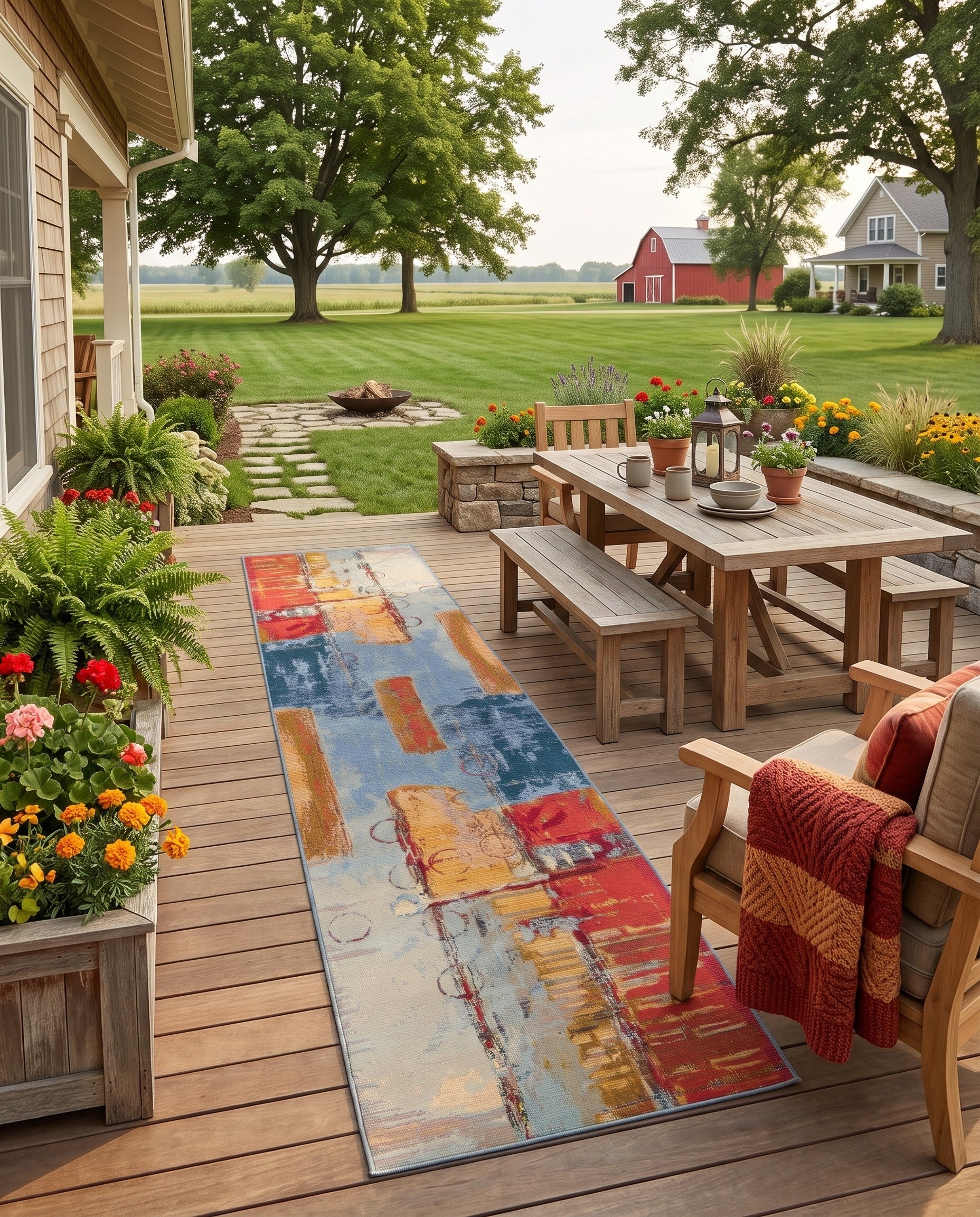 2' 7 x 12' Easy-Clean Modern Indoor / Outdoor Runner Rug