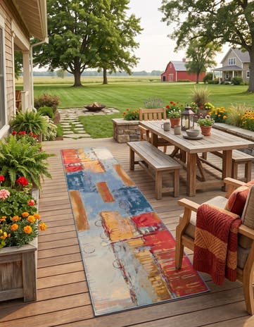 2' 7 x 12' Easy-Clean Modern Indoor / Outdoor Runner Rug