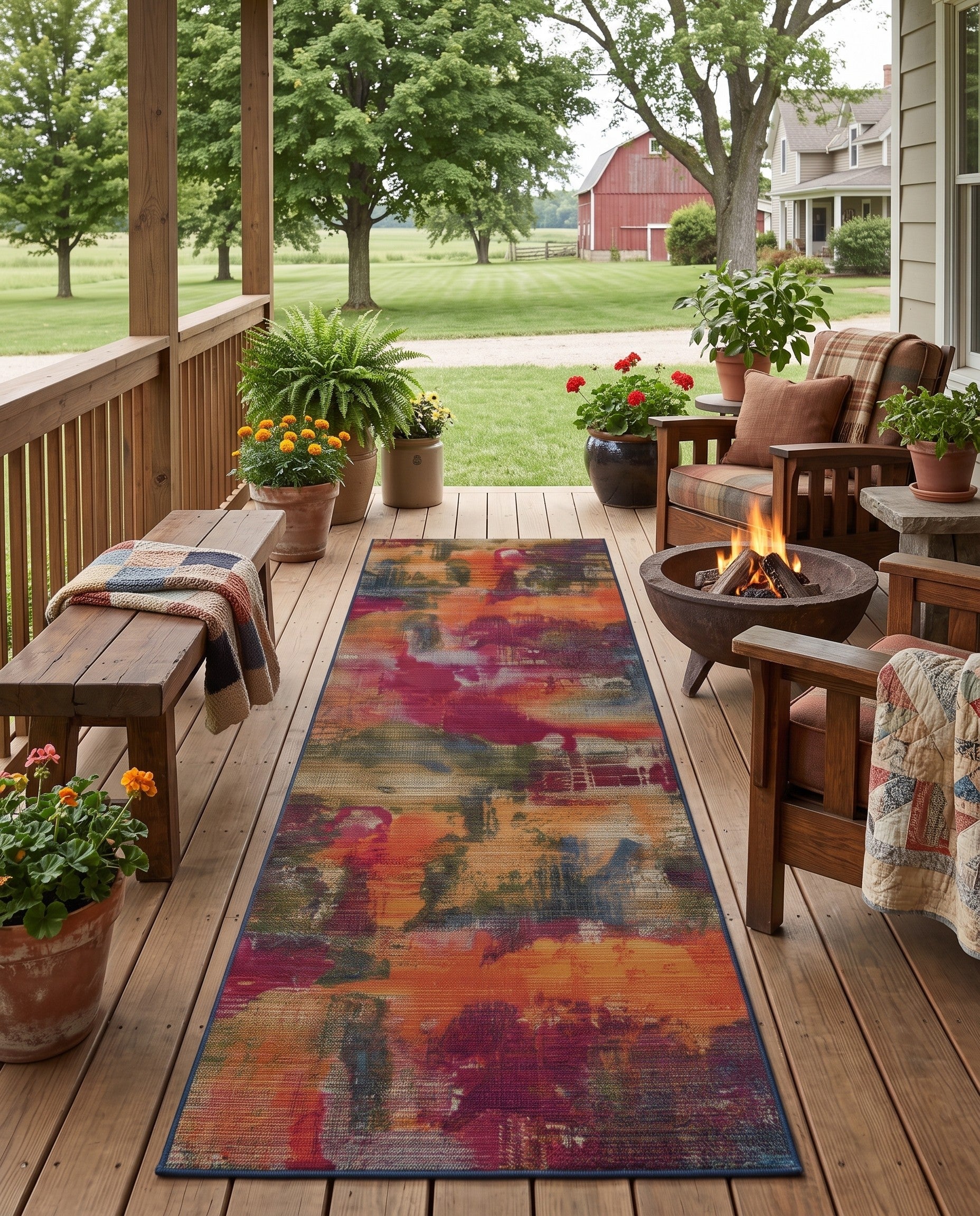 Easy-Clean Modern Indoor / Outdoor Runner Rug