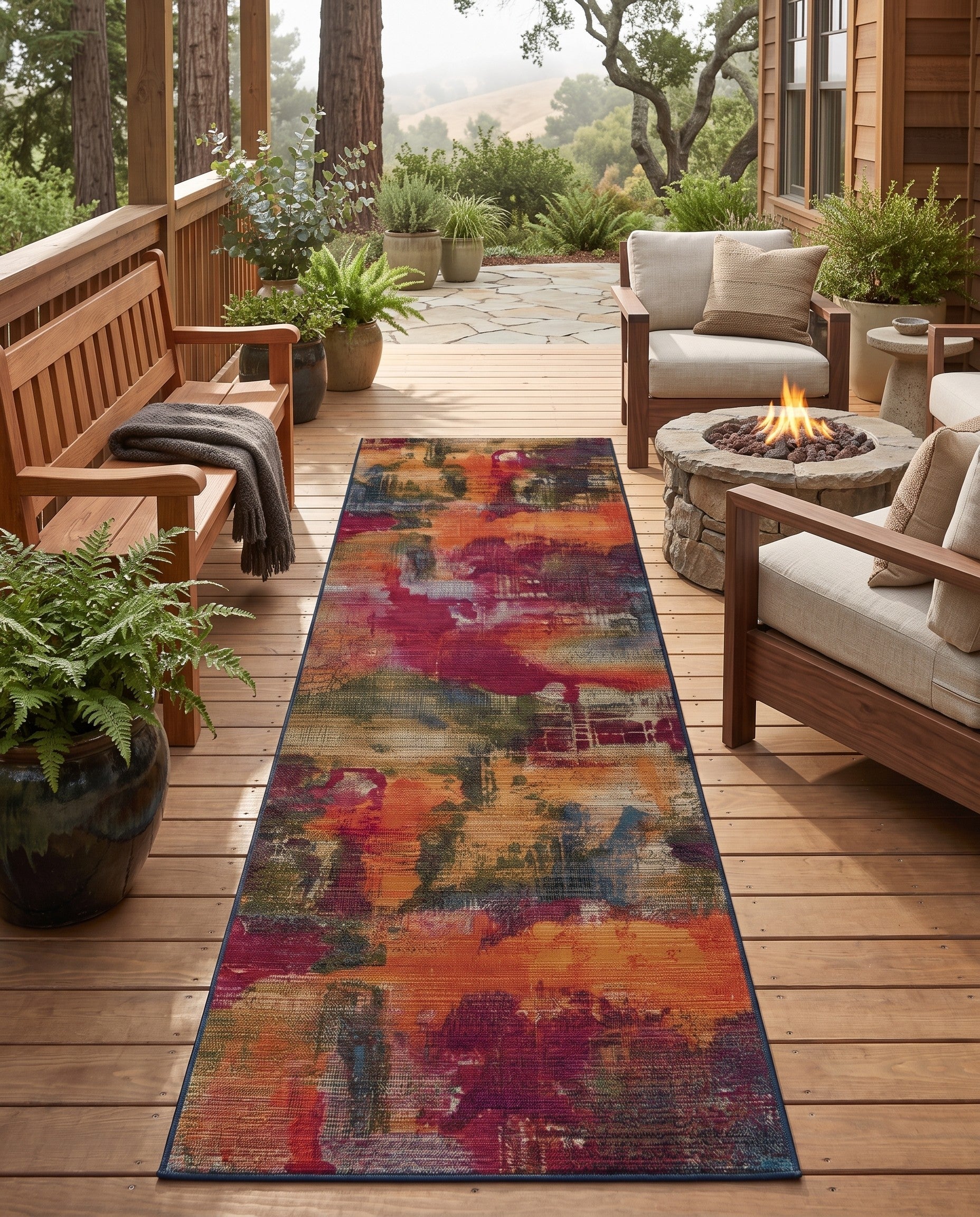 Easy-Clean Modern Indoor / Outdoor Runner Rug