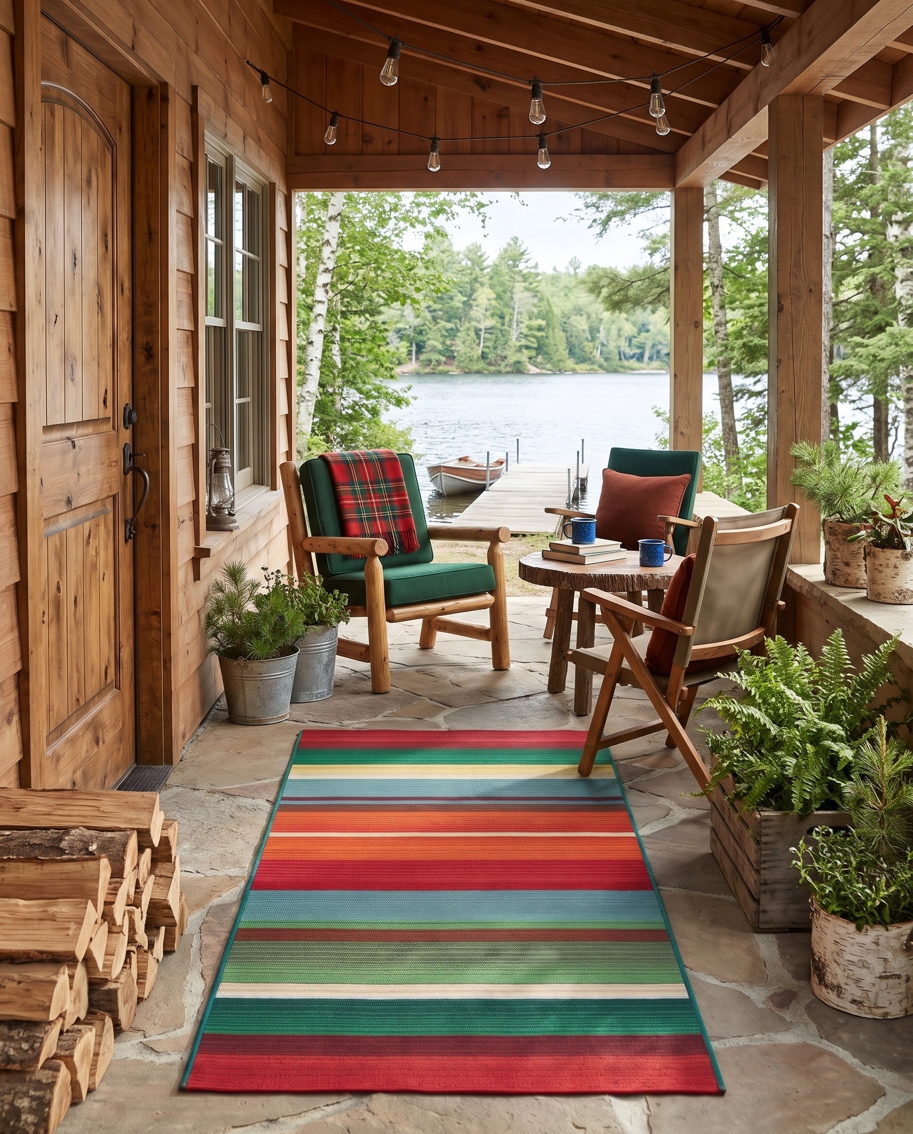 2' 7 x 5' 3 Easy-Clean Modern Indoor / Outdoor Runner Rug