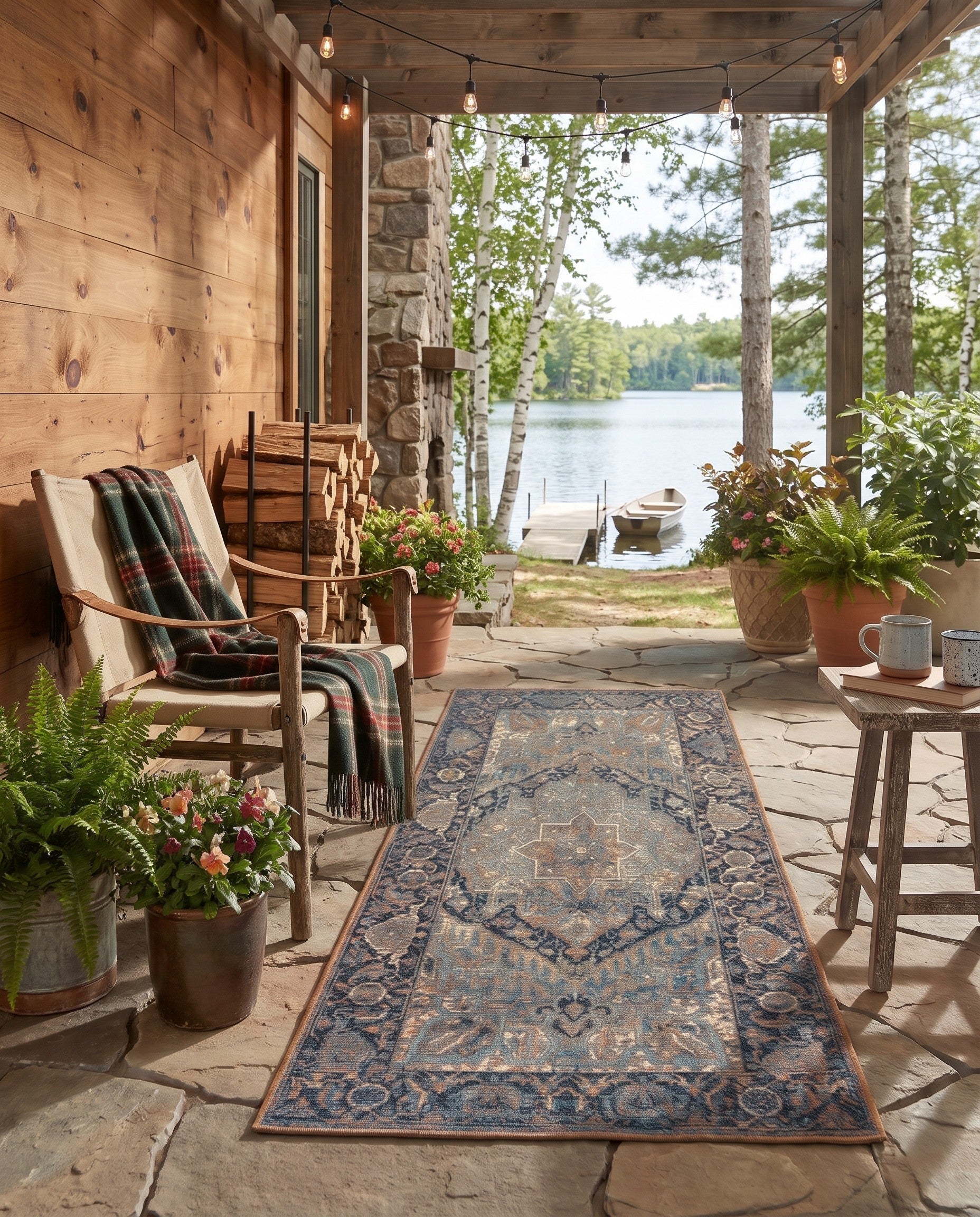 2' 7 x 5' 3 Easy-Clean Traditional Indoor / Outdoor Runner Rug