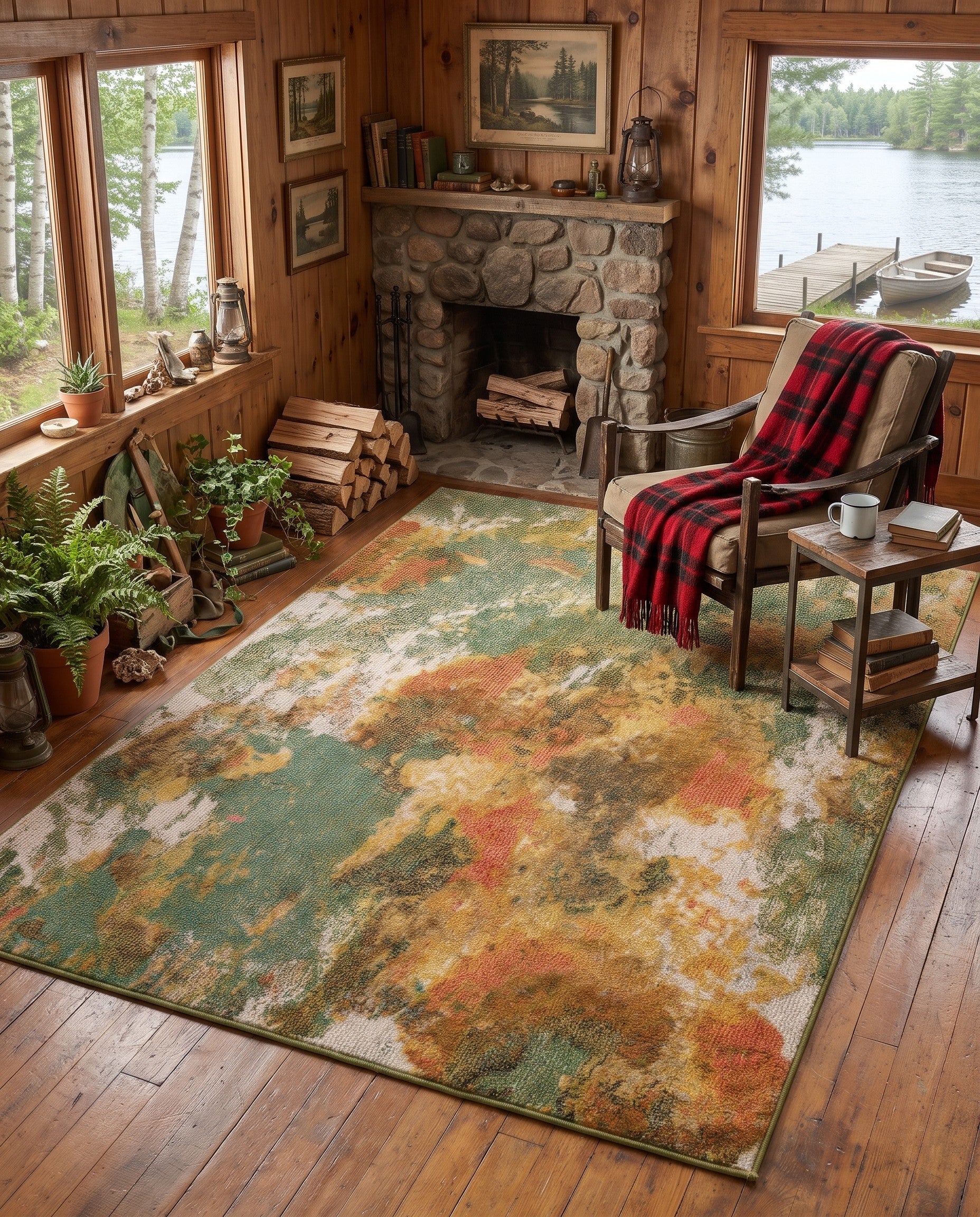 Green Washable Haerfest Rug