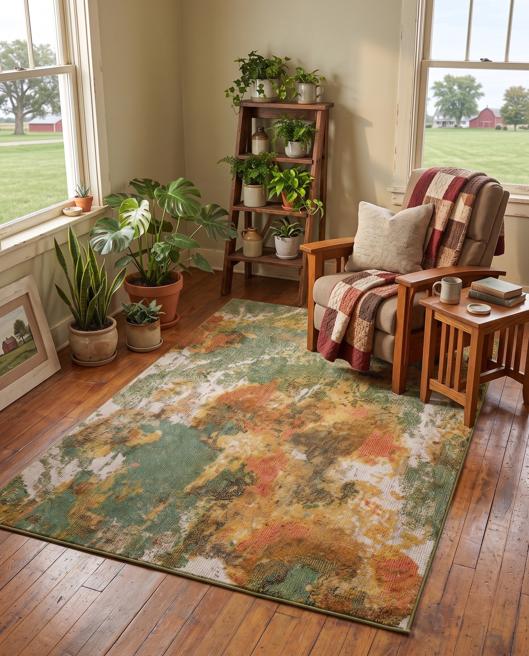 Green Washable Haerfest Rug