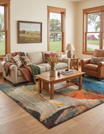 Blue Washable Haerfest Rug