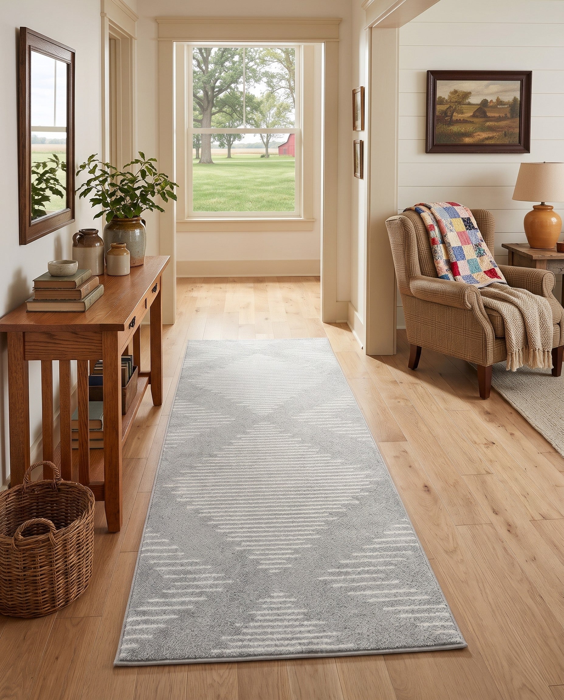 Ivory and Gray Kai Runner Rug