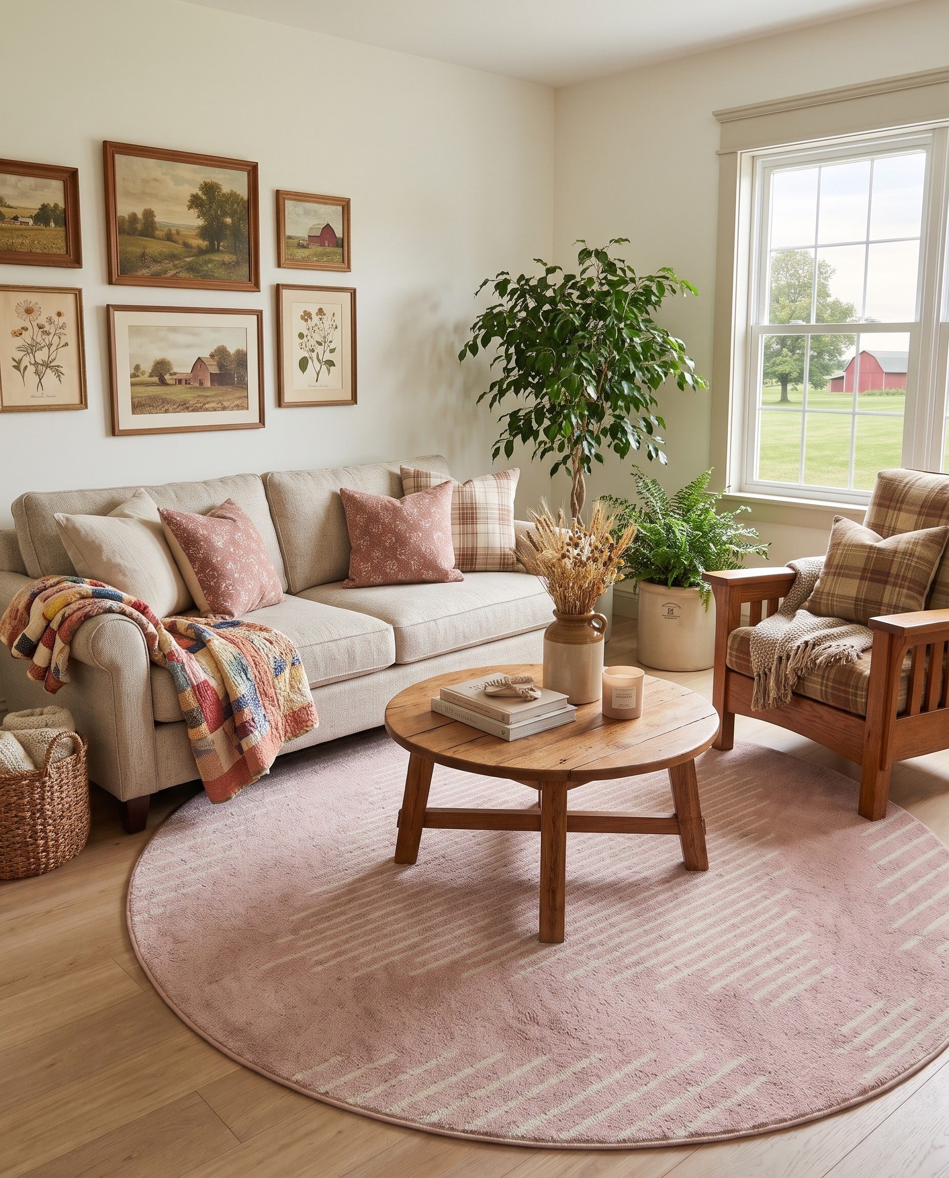 Pink Kai Round Rug