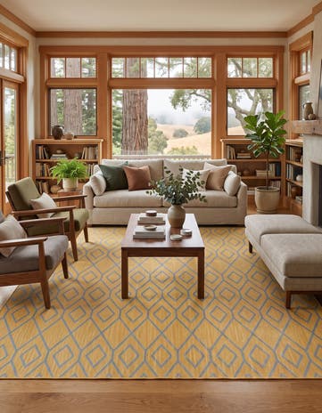 Yellow and Aqua Easy-Clean Jill Zarin Turks and Caicos Indoor / Outdoor Rug