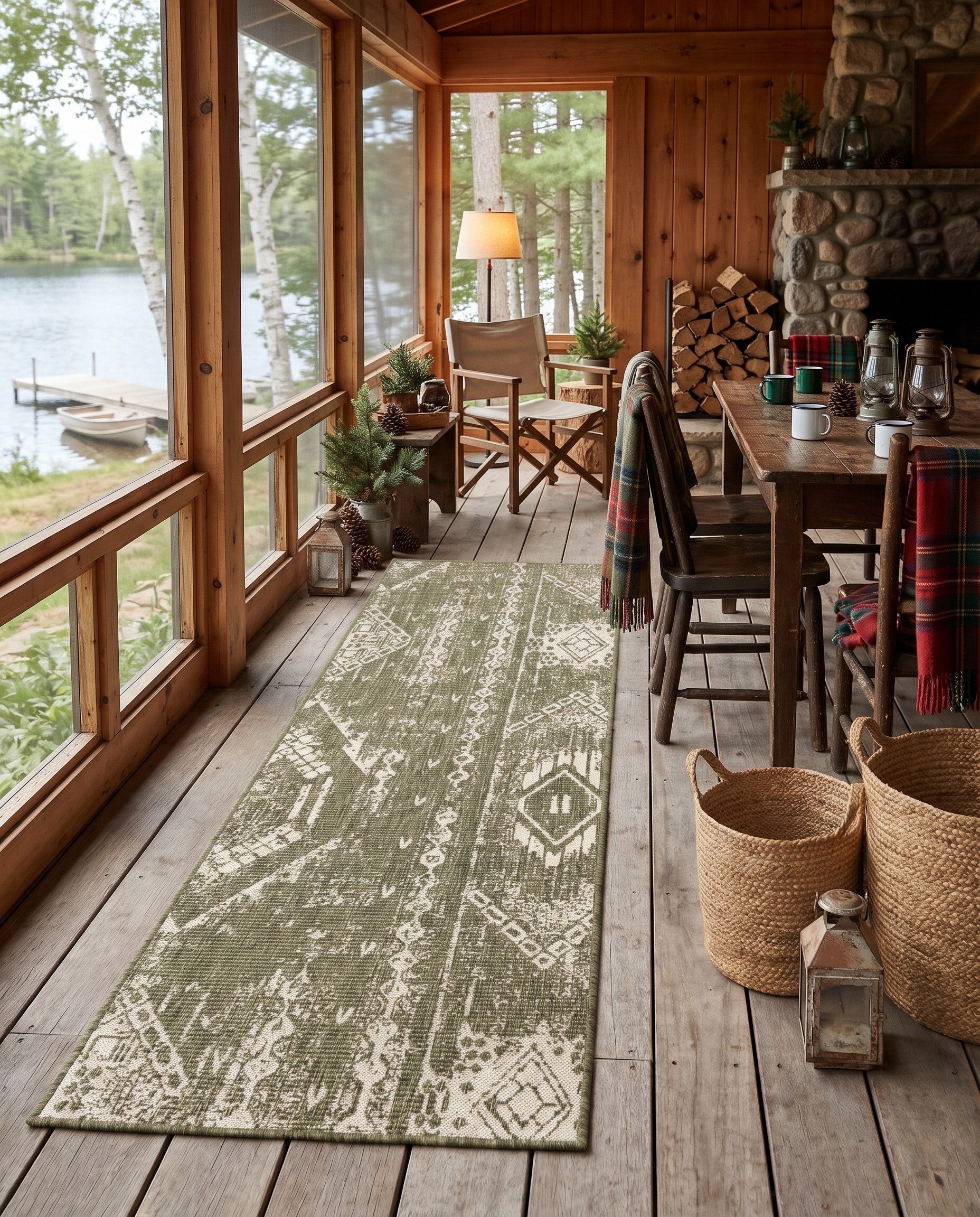 2' x 8' Easy-Clean Bohemian Indoor / Outdoor Runner Rug