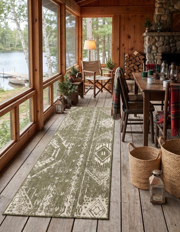 2' x 8' Easy-Clean Bohemian Indoor / Outdoor Runner Rug