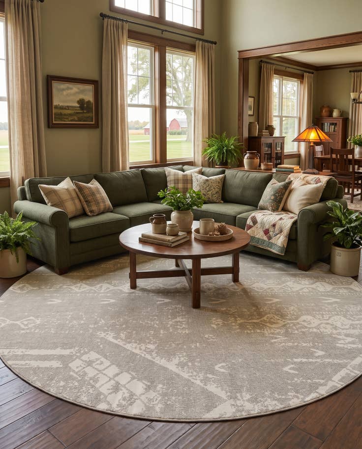 Detail image of 13' x 13' Easy-Clean Bohemian Indoor / Outdoor Round Rug