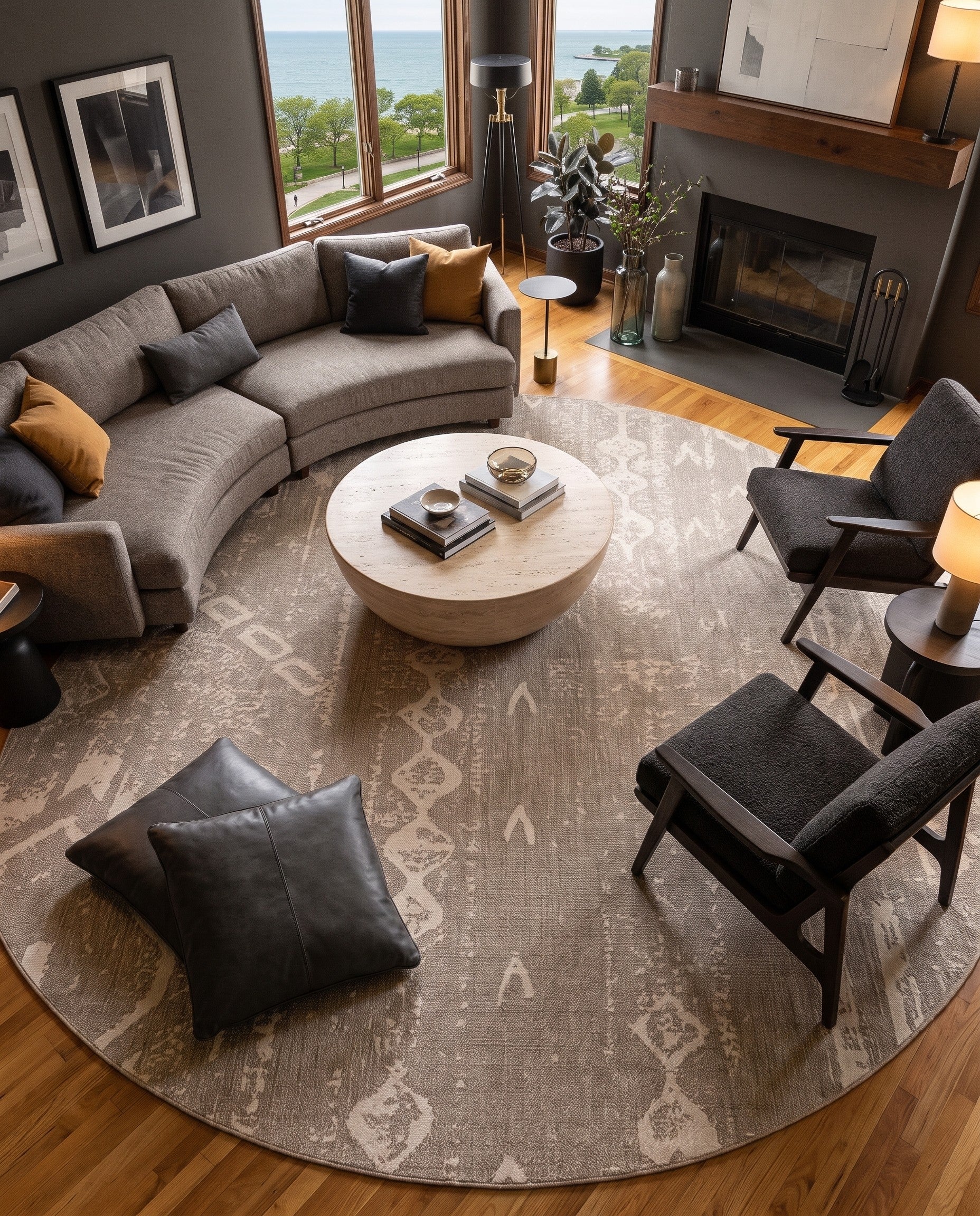 13' x 13' Easy-Clean Bohemian Indoor / Outdoor Round Rug