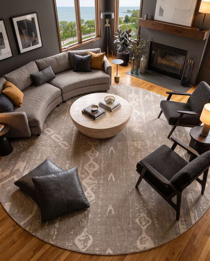 13' x 13' Easy-Clean Bohemian Indoor / Outdoor Round Rug