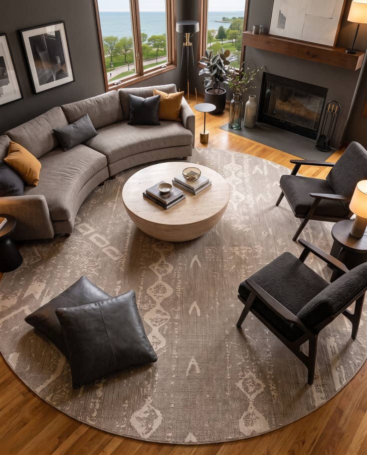 Detail image of 13' x 13' Easy-Clean Bohemian Indoor / Outdoor Round Rug