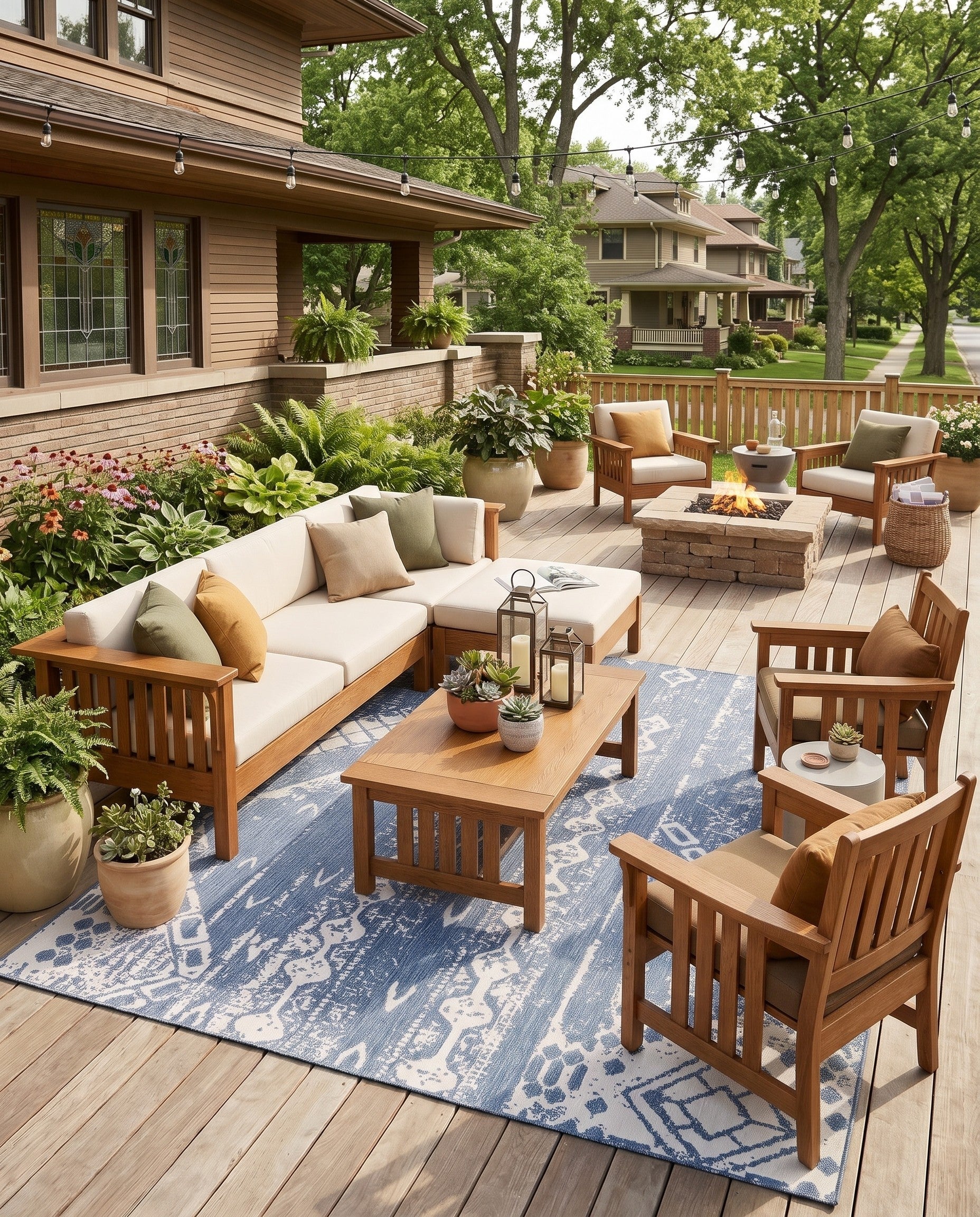 13' x 13' Easy-Clean Bohemian Indoor / Outdoor Square Rug
