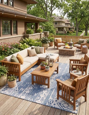 13' x 13' Easy-Clean Bohemian Indoor / Outdoor Square Rug