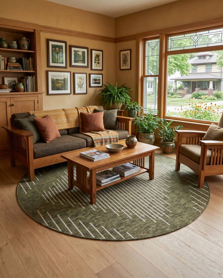 Detail image of 6' x 6' Easy-Clean Modern Indoor / Outdoor Round Rug