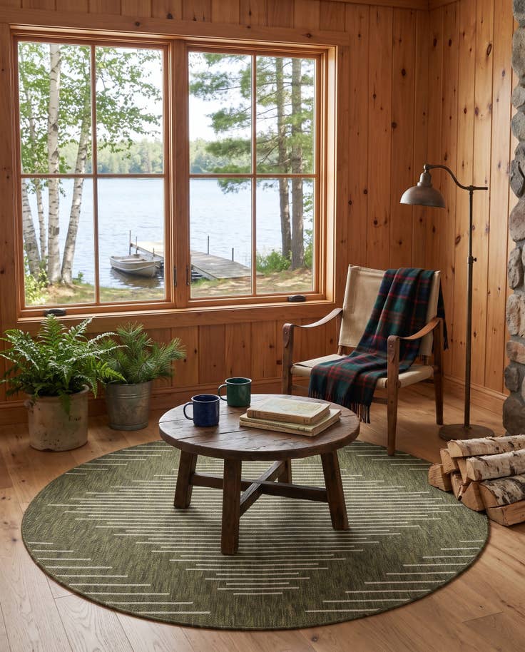 Detail image of 6' x 6' Easy-Clean Modern Indoor / Outdoor Round Rug