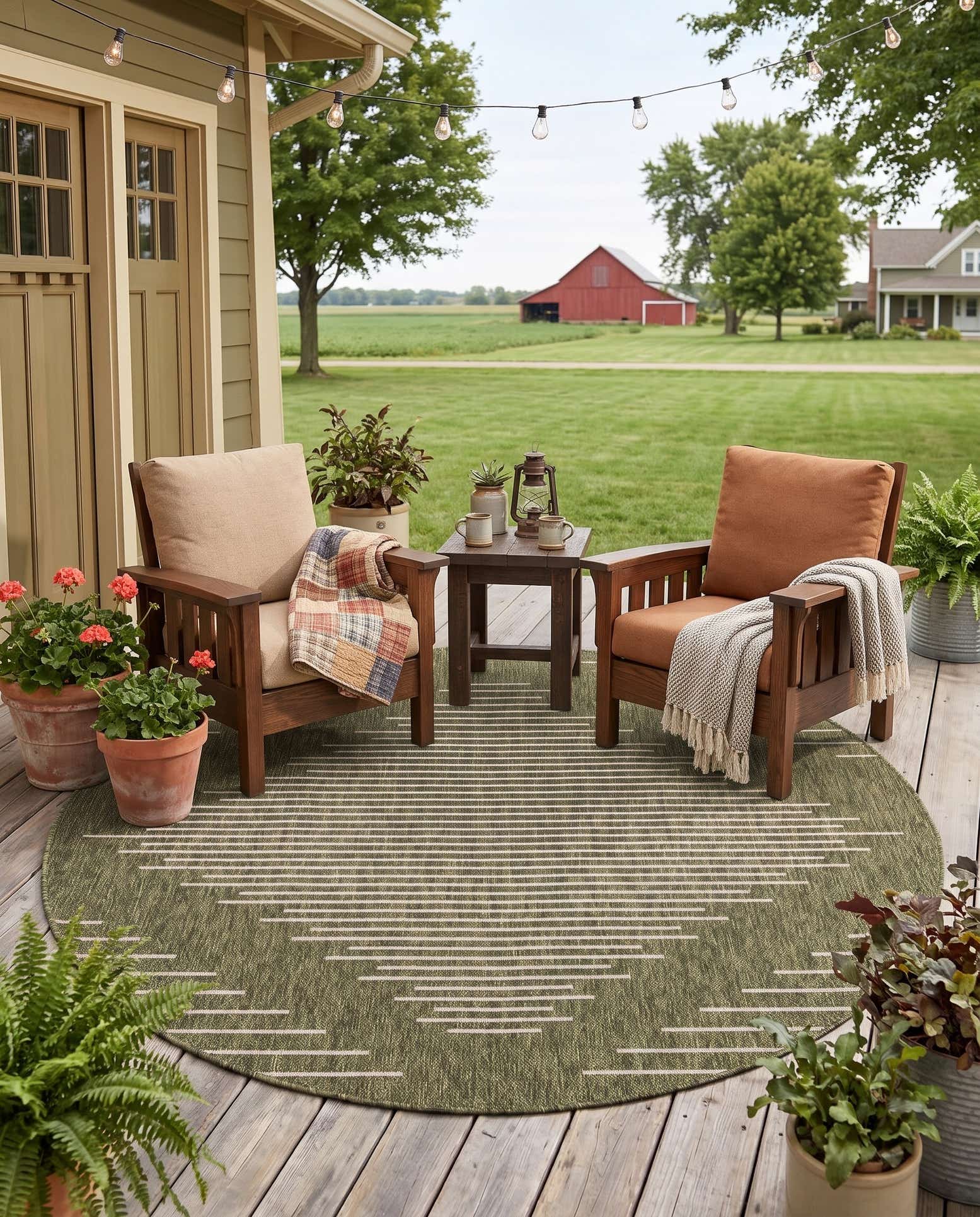 6' x 6' Easy-Clean Modern Indoor / Outdoor Round Rug