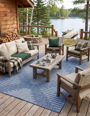 Blue Easy-Clean Modern Indoor / Outdoor Rug