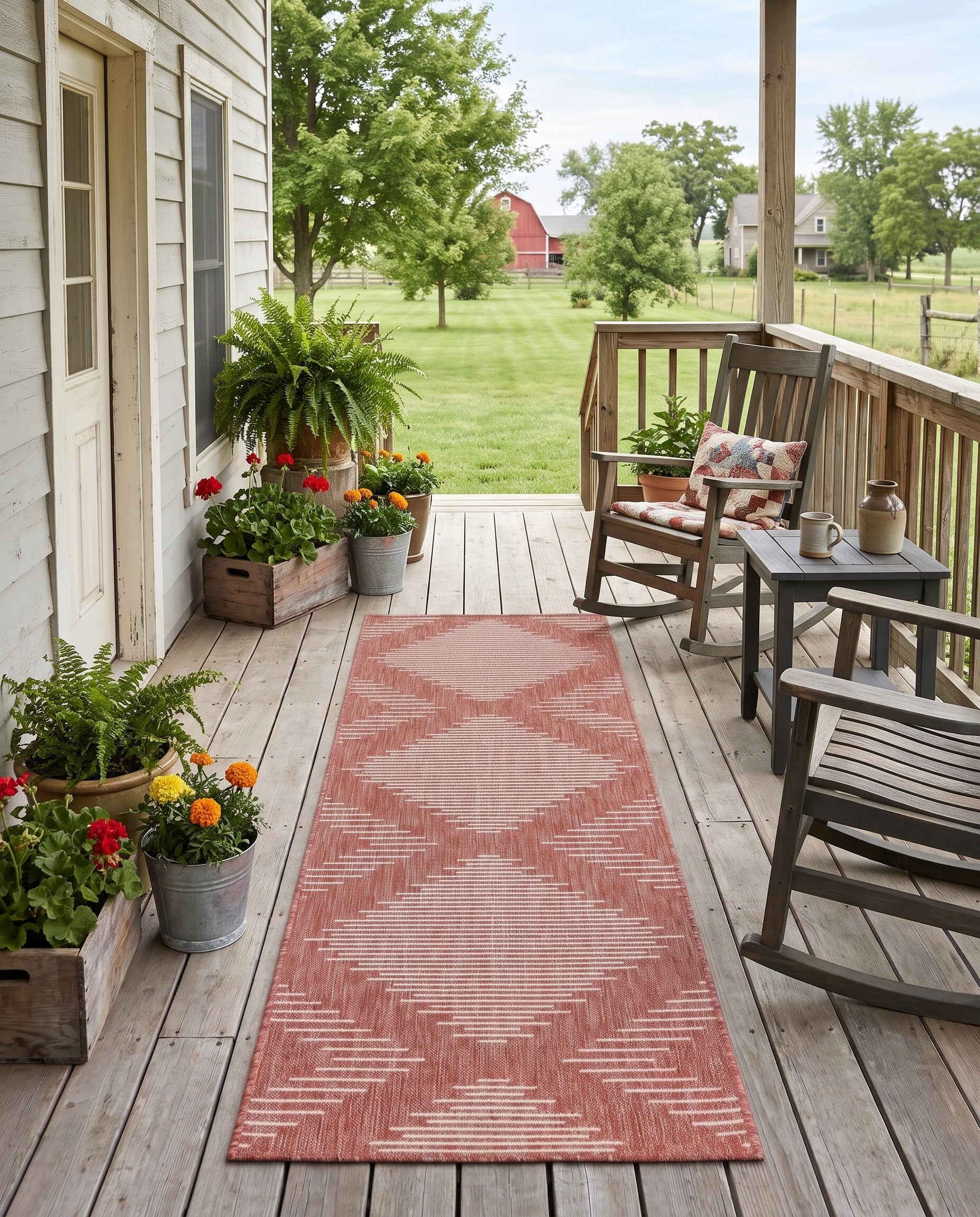 2' x 8' Easy-Clean Modern Indoor / Outdoor Runner Rug