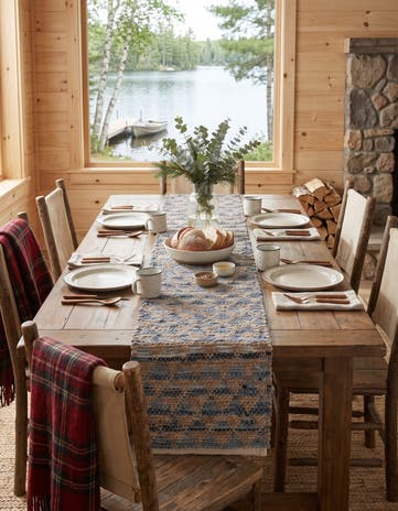 Navy Blue Hand Woven Chindi Jute Table Runner Rug