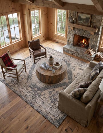 Charcoal Gray Easy-Clean Beckett Traditional Indoor / Outdoor Square Rug